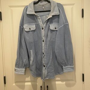 Free People Light Blue Teddy Jacket